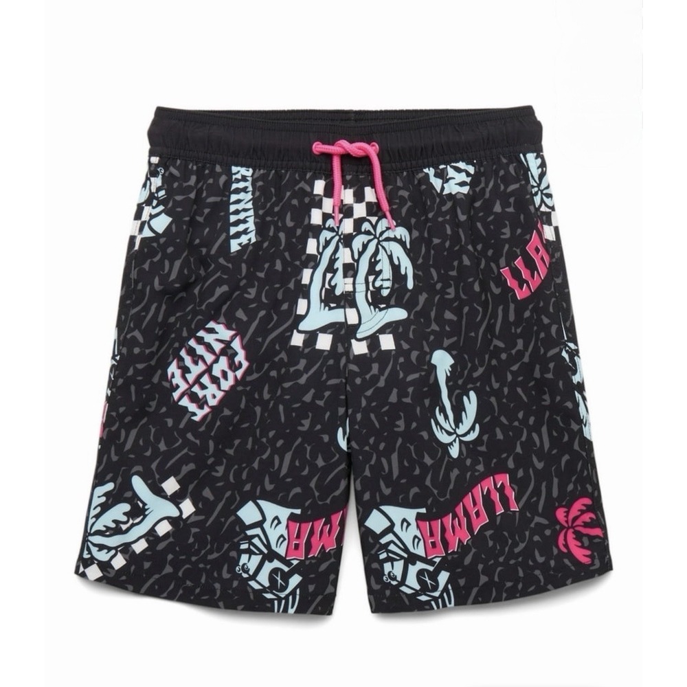 Fortnite Boys Palm Trees Graphic Swim Shorts, Size XS (4/5)